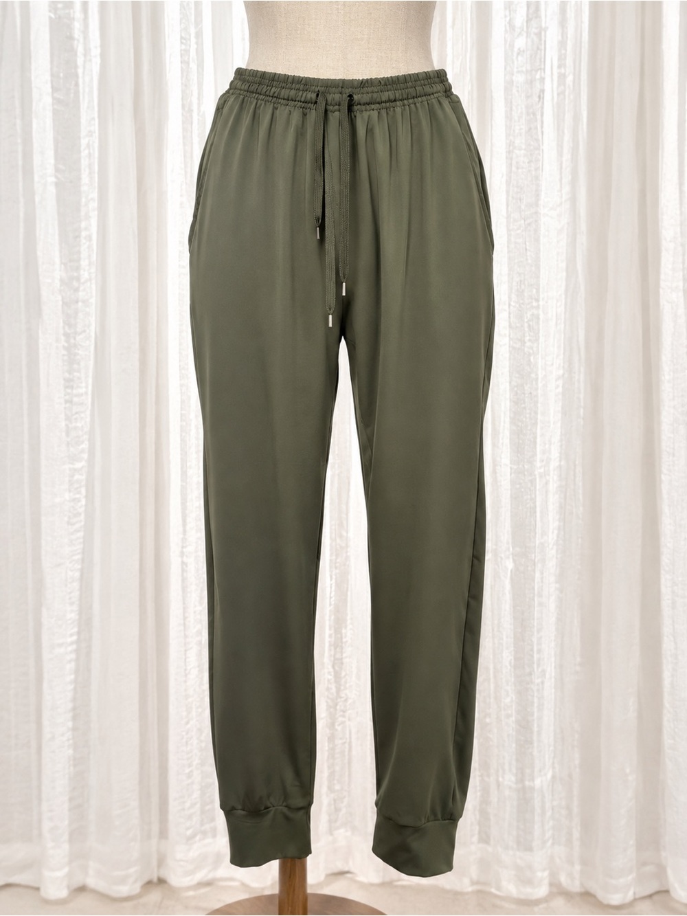 Essentials Olive Drawstring Joggers for Women